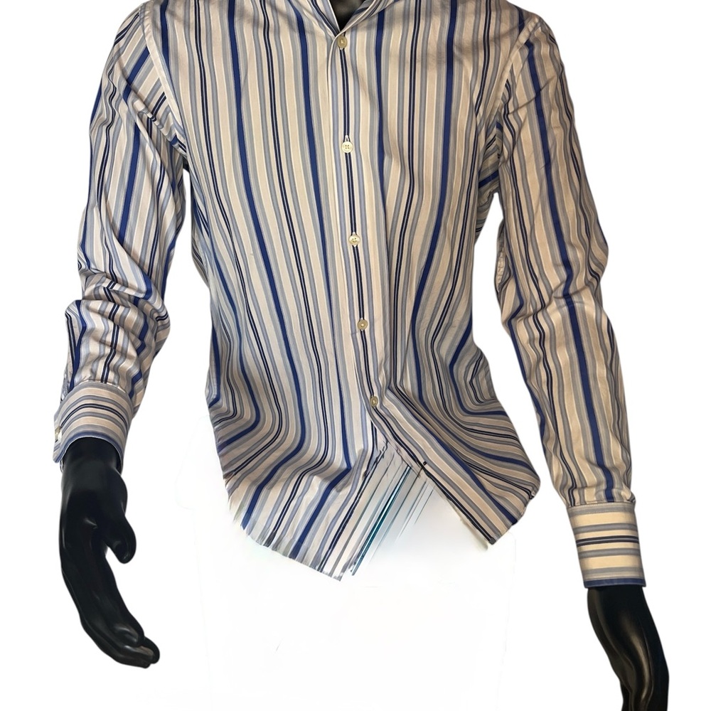 Banana Republic Vertical-Striped Button-Up Dress Shirt Men’s Size S 14-14 1/2